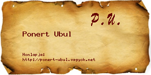 Ponert Ubul névjegykártya